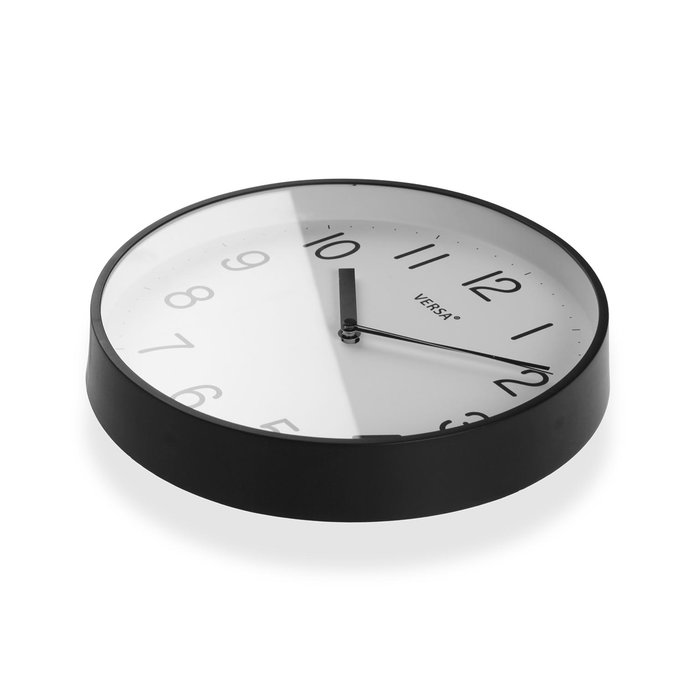 Versa Reloj de Pared Negro 25 cm Madera MDF y Plástico Movimiento Silencioso (2 Unidades)