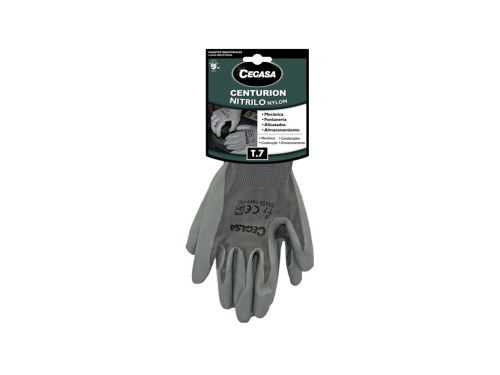 Cegasa 327098 Guantes de Trabajo Nitrilo/Nylon Gris Talla S para Hombre y Mujer