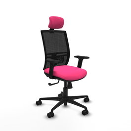 PIQUERAS Y CRESPO Silla de oficina Yunquera Rosa y Negro con Mecanismo Sincro
