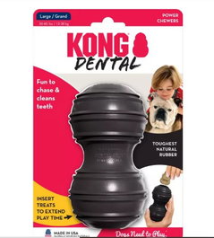 KONG Juguete Masticable Dental Extreme L para Perros, Fórmula Extreme Rubber, Limpieza Dientes y Encías