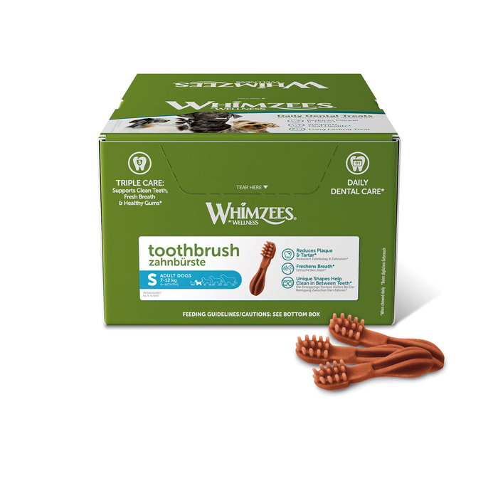Whimzees Toothbrush S 150 Unidades - Golosina Dental Natural para Perros 7-12kg - Reduce Placa y Sarro