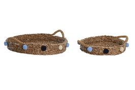 DKD Home Decor Cesta Mediterraneo Multicolor Natural 40 x 9.5 x 49 cm Set de 2 Seagrass Hecho a Mano