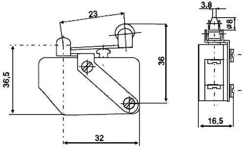 PROMET LM-1DR Interruptor de fin de carrera con palanca con roldana SPDT 16A