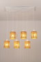 DKD Home Decor Lámpara de Techo de Hierro y Fibra, 6 Bombillas E27, Blanco y Marrón