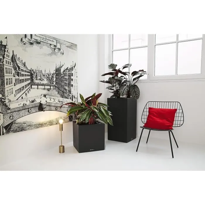 LECHUZA Jardinera Canto Color Cuadrada 40 TODO EN UNO Grafito 13722