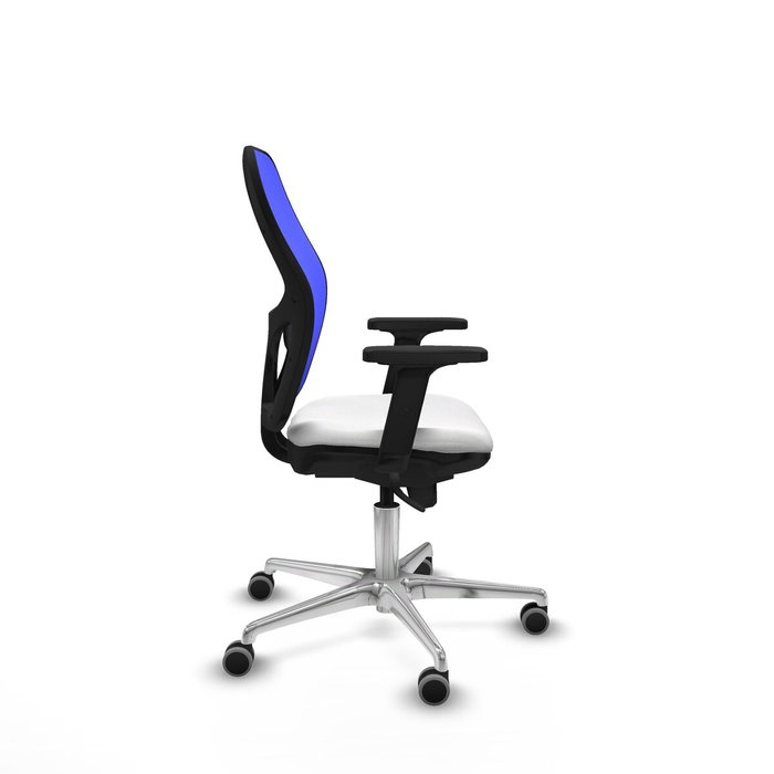 PIQUERAS Y CRESPO Silla de oficina Jorquera con mecanismo sincro, tela blanca y malla azul PIQUERAS Y CRESPO Silla de oficina Jorquera con mecanismo sincro, tela blanca y malla azul