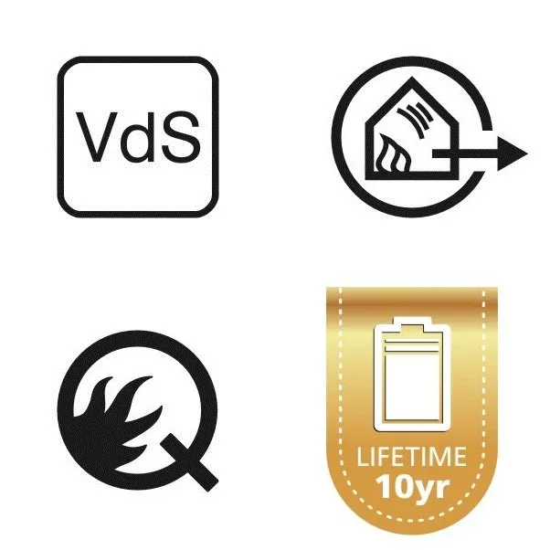 Smartwares Detector de Humo Fotoeléctrico RM520 con Batería de Litio Integrada de 10 Años, 85 dB, Certificación VdS, Blanco