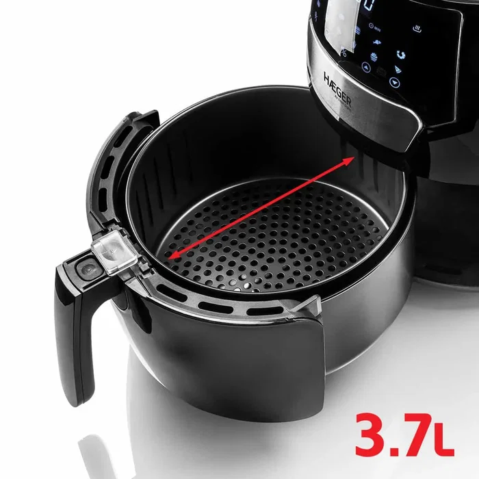 Haeger AF-D37.003A Freidora de Aire Digital Sencilla, 4.2 Litros 1500W, 13 Programas, Función Freír y Hornear, Pantalla Táctil, Color Negro