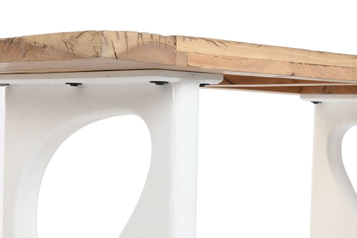 DKD Home Decor Mesa de Centro de Madera de Mango Reciclada 121x60,5x45 Blanco