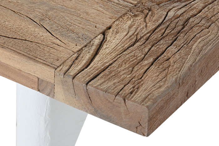 DKD Home Decor Mesa de Centro de Madera de Mango Reciclada 121x60,5x45 Blanco