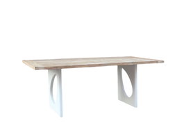 DKD Home Decor Mesa de Centro de Madera de Mango Reciclada 121x60,5x45 Blanco