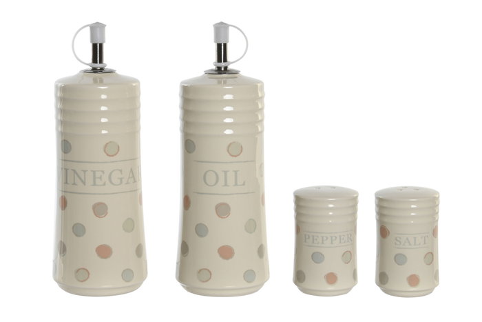 DKD Home Decor Set de Aceitera y Vinagrera TOPITOS de 4 piezas en Gres Beige DKD Home Decor Set de Aceitera y Vinagrera TOPITOS de 4 piezas en Gres Beige