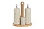 DKD Home Decor Set de Aceitera y Vinagrera TOPITOS de 4 piezas en Gres Beige