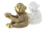 DKD Home Decor Figura Mono Dorado Blanco Resina 10.5 x 14 x 14 cm (4 Unidades)