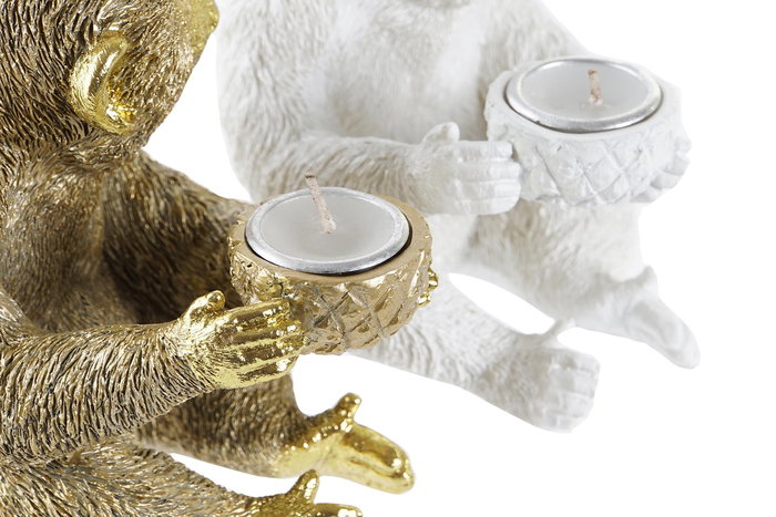 DKD Home Decor Figura Mono Dorado Blanco Resina 10.5 x 14 x 14 cm (4 Unidades)