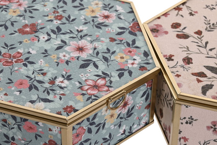 DKD Home Decor Joyero Beige Verde Cristal Metal 17.5 x 20 x 6.5 cm (4 Unidades)