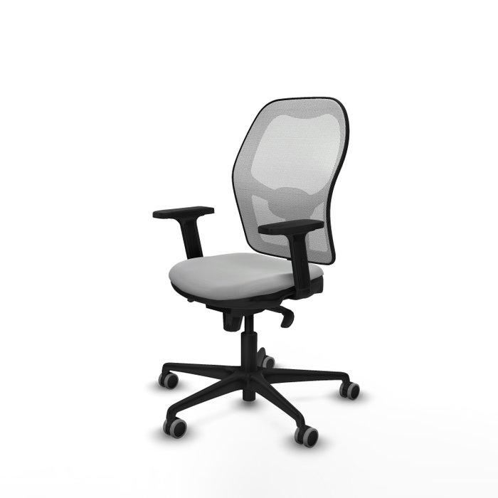 PIQUERAS Y CRESPO Silla de oficina Jorquera con mecanismo Sincro, Similpiel Gris claro y Malla Blanco