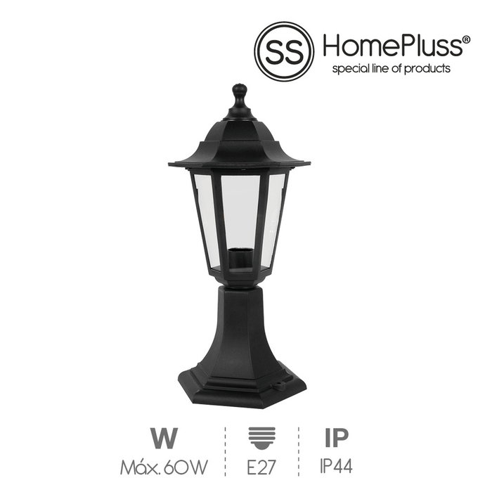 HomePluSS Farol de jardín Gardeno sobremuro E27 IP44 Negro