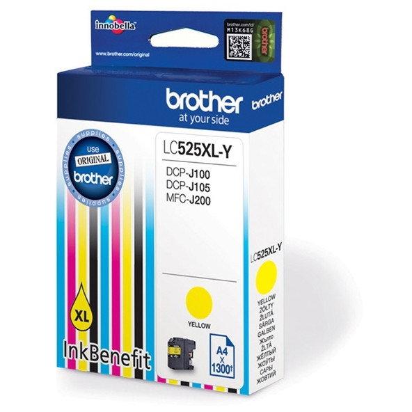 Brother LC529XL-Y Cartucho de Tinta Amarillo Original, Rendimiento Extra Alto (1300 páginas), Compatible con DCP-J100, DCP-J105, MFC-J200