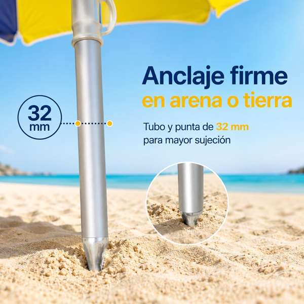 JugaToys Sombrilla Amarilla de Aluminio de 220 cm