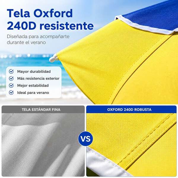 JugaToys Sombrilla Amarilla de Aluminio de 220 cm