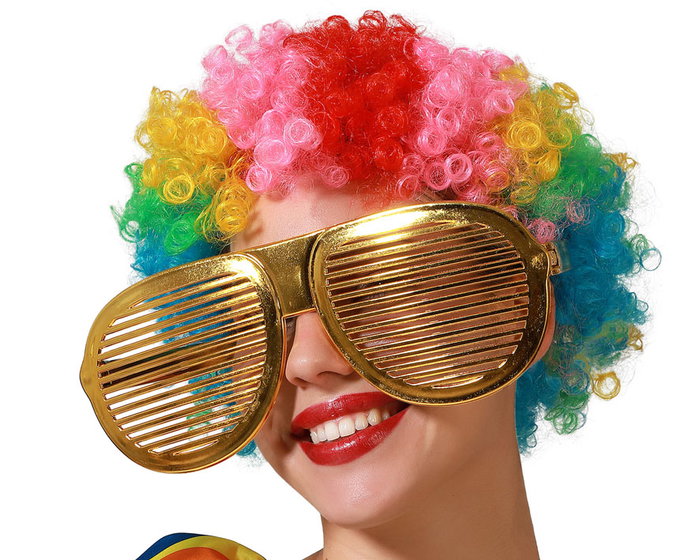 Gafas Dorado Carnaval Con Rejilla Mujer Adulto para Carnaval, Animaciones, Fiestas Disco o Disfraces Gafas Dorado Carnaval Con Rejilla Mujer Adulto para Carnaval, Animaciones, Fiestas Disco o Disfraces