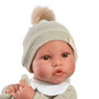 Antonio Juan Muñeco Recién Nacido Erik - Muñeca de bebé con toquilla verde 42cm, idiomas: español, ucraniano, francés, portugués, alemán, neerlandés, italiano, ruso, polaco, árabe