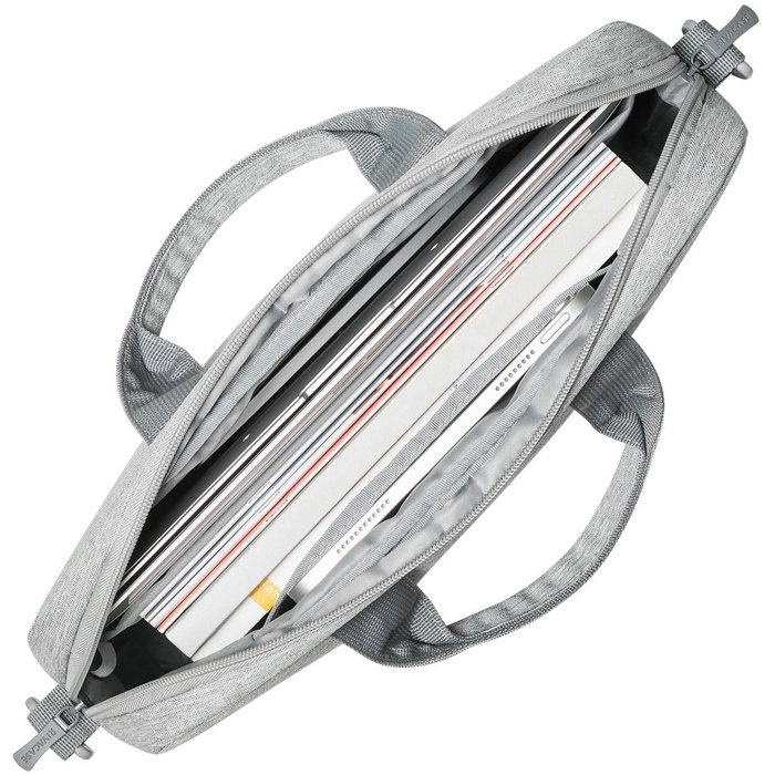 Rivacase 7522 Maletín para Portátil 14" Prater Gris/Azul - Resistente al Agua, Poliéster Reciclado con Correa de Hombro