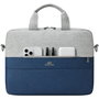 Rivacase 7522 Maletín para Portátil 14" Prater Gris/Azul - Resistente al Agua, Poliéster Reciclado con Correa de Hombro