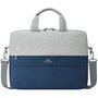 Rivacase 7522 Maletín para Portátil 14" Prater Gris/Azul - Resistente al Agua, Poliéster Reciclado con Correa de Hombro