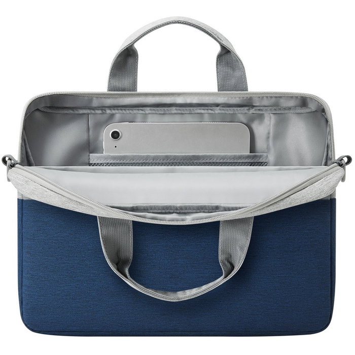 Rivacase 7522 Maletín para Portátil 14" Prater Gris/Azul - Resistente al Agua, Poliéster Reciclado con Correa de Hombro