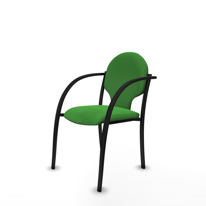 PIQUERAS Y CRESPO Silla Hellín tapizada en tela verde con brazos fijos