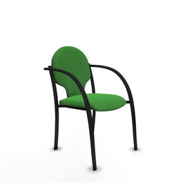 PIQUERAS Y CRESPO Silla Hellín tapizada en tela verde con brazos fijos