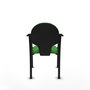 PIQUERAS Y CRESPO Silla Hellín tapizada en tela verde con brazos fijos
