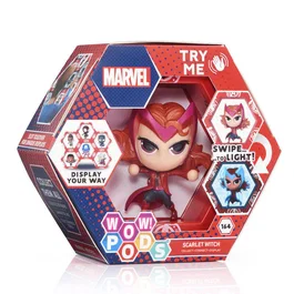 WOW! Stuff Figura LED interactiva Scarlet Witch Marvel - Revelación con luz UV, incluye pegatinas, conexión de Pods, necesita 3 pilas AAA