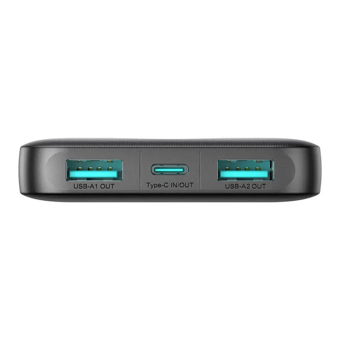 Joyroom JR-PBF12 - Powerbank 10000mAh con 2 Puertos USB-A y 1 USB-C para Carga Rápida 2.4A - Batería Externa Portátil Compacta - Negro