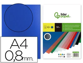 Liderpapel Tapas de Encuadernación Polipropileno A4 0.8mm Azul Opaco Paquete de 50 Unidades