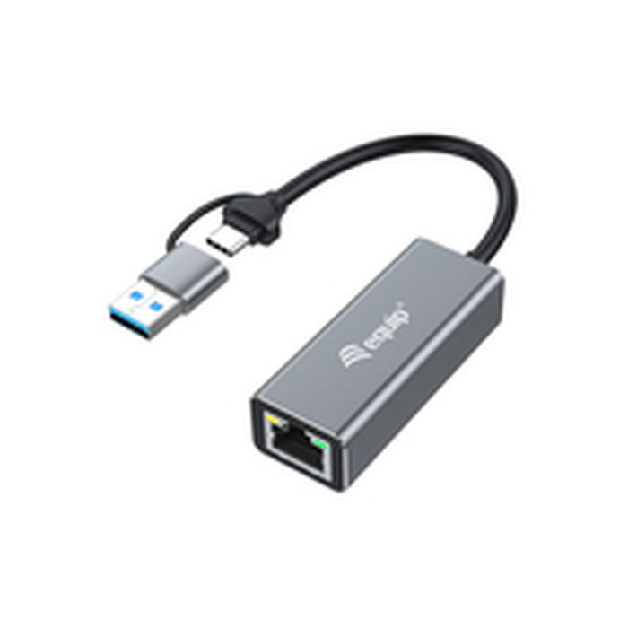 Equip Adaptador de red USB-C a RJ45 2,5 Gbps + USB-A Gris Equip Adaptador de red USB-C a RJ45 2,5 Gbps + USB-A Gris