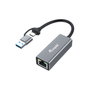 Equip Adaptador de red USB-C a RJ45 2,5 Gbps + USB-A Gris