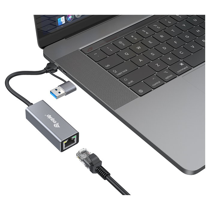 Equip Adaptador USB-C a RJ45 10/100/1000/2500 Mbps + Puerto USB-A