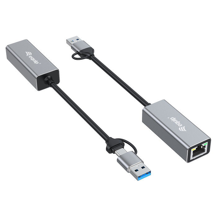 Equip Adaptador USB-C a RJ45 10/100/1000/2500 Mbps + Puerto USB-A