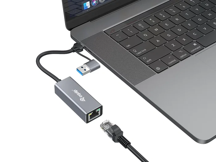 Equip 133495 - Adaptador de Red USB-C y USB-A a Ethernet RJ45 2.5 Gigabit (2500 Mbps), Compatible con 10/100/1000 Mbps, Windows, Mac, Linux, Android, iOS, Carcasa Aluminio Equip 133495 - Adaptador de Red USB-C y USB-A a Ethernet RJ45 2.5 Gigabit (2500 Mbps), Compatible con 10/100/1000 Mbps, Windows, Mac, Linux, Android, iOS, Carcasa Aluminio