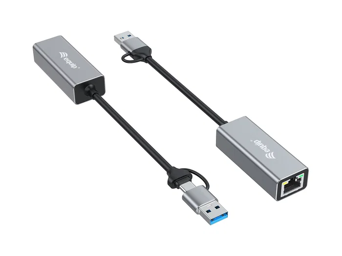 Equip 133495 - Adaptador de Red USB-C y USB-A a Ethernet RJ45 2.5 Gigabit (2500 Mbps), Compatible con 10/100/1000 Mbps, Windows, Mac, Linux, Android, iOS, Carcasa Aluminio Equip 133495 - Adaptador de Red USB-C y USB-A a Ethernet RJ45 2.5 Gigabit (2500 Mbps), Compatible con 10/100/1000 Mbps, Windows, Mac, Linux, Android, iOS, Carcasa Aluminio