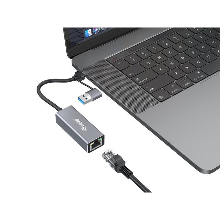 EQUIP Adaptador de red USB-C y USB-A a 2.5 Gigabit Ethernet RJ45, Gris EQUIP Adaptador de red USB-C y USB-A a 2.5 Gigabit Ethernet RJ45, Gris
