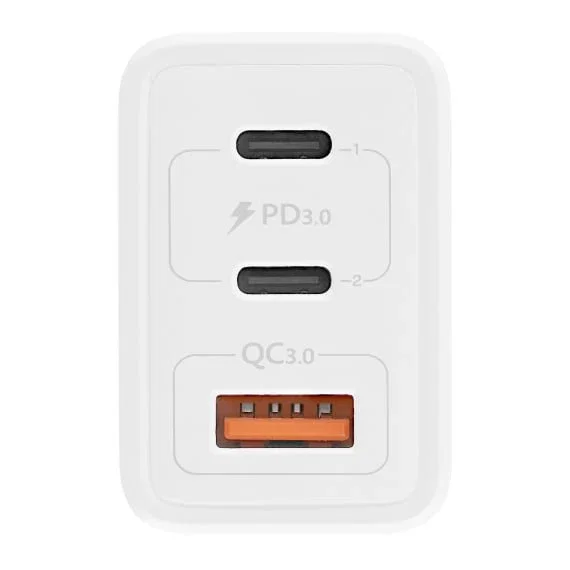 TNB Cargador GaN 65W con 2 USB-C y 1 USB-A - Blanco