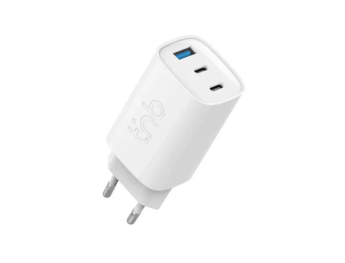 TNB Cargador GaN 65W con 2 USB-C y 1 USB-A - Blanco