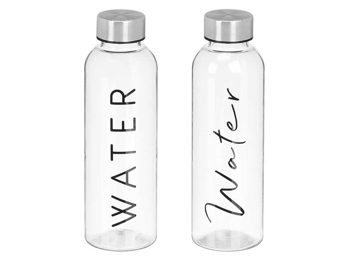 LEKNES Botella Agua Negro Transparente 500 ml Surtidos 6.5x21x6.5 cm (Set de 24)