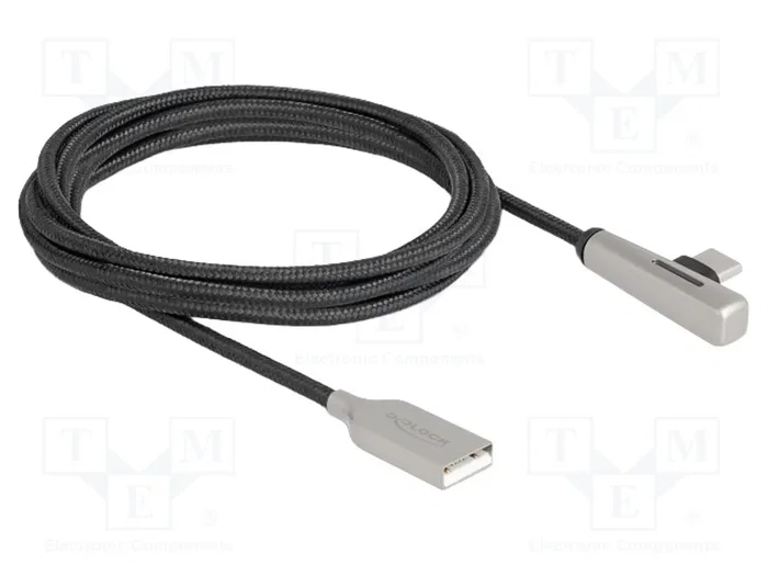 DeLOCK Cable USB 2.0 Tipo-A a USB Tipo-C™ angular con LED y carga rápida 60 W 2 m DeLOCK Cable USB 2.0 Tipo-A a USB Tipo-C™ angular con LED y carga rápida 60 W 2 m