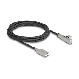 DeLOCK Cable USB 2.0 Tipo-A a USB Type-C Macho con Ángulo, Carga Rápida 60W, 2m - Negro y Plata
