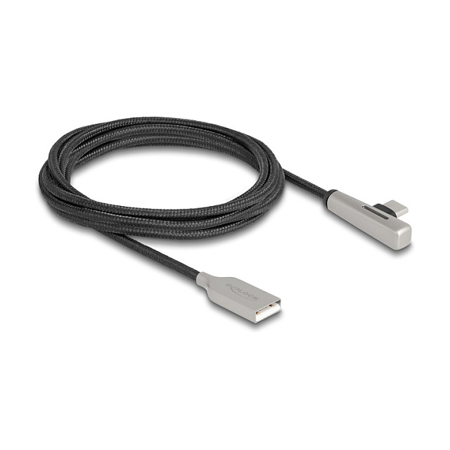 DeLOCK Cable USB 2.0 Tipo-A a USB Tipo-C™ angular con LED y carga rápida 60 W 2 m DeLOCK Cable USB 2.0 Tipo-A a USB Tipo-C™ angular con LED y carga rápida 60 W 2 m